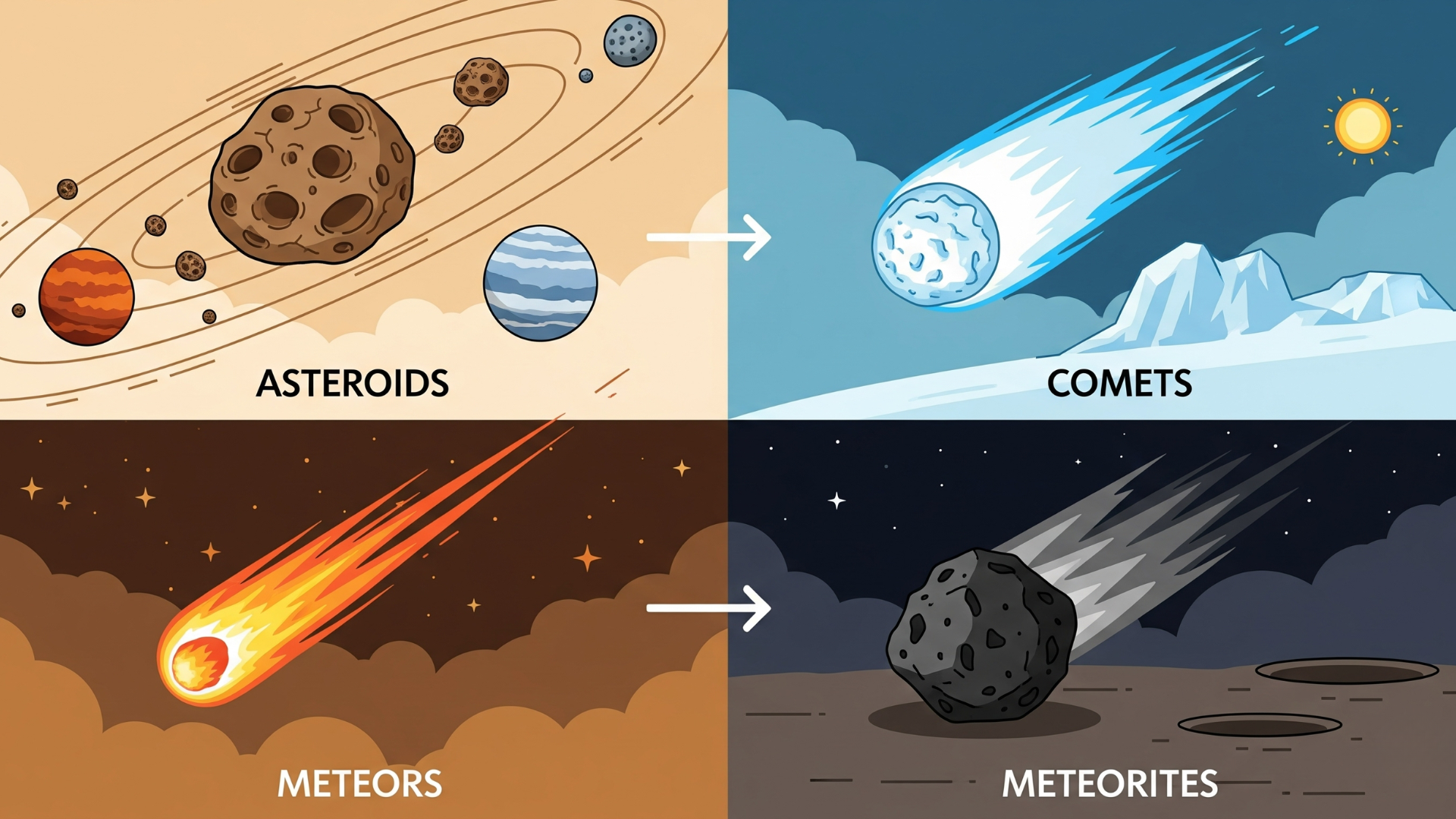Asteroids vs Comets vs Meteors vs Meteorites