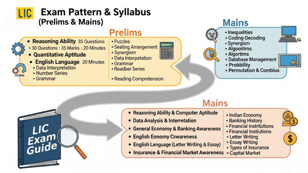 Exam Pattern and Syllabus For LIC Exam(Prelims & Mains) – Easy Guide