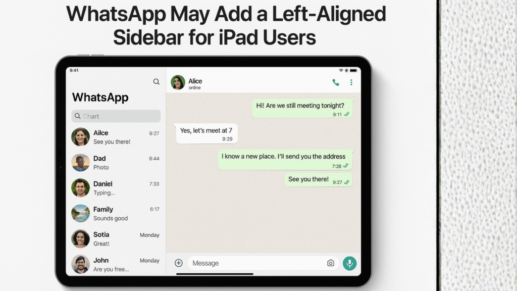WhatsApp May Add a Left-Aligned Sidebar for iPad Users.