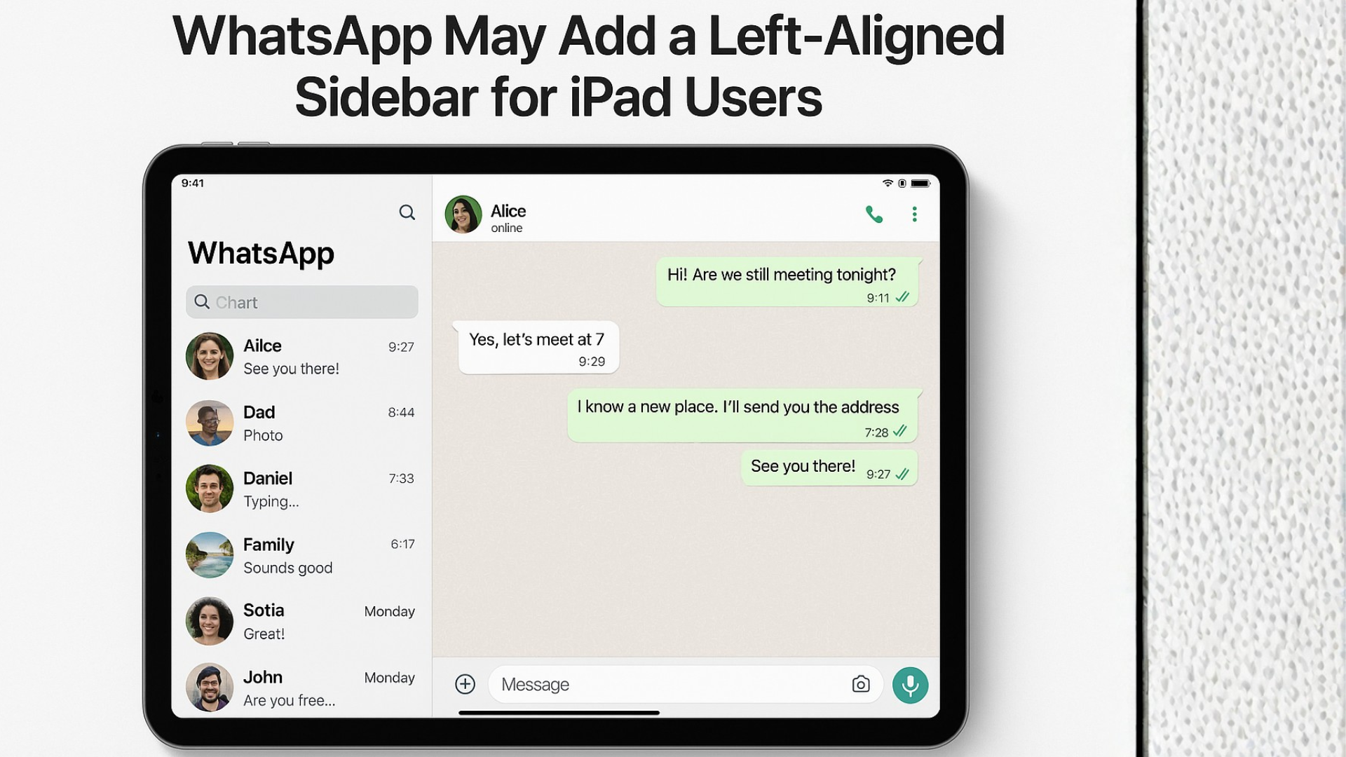 WhatsApp May Add a Left-Aligned Sidebar for iPad Users.
