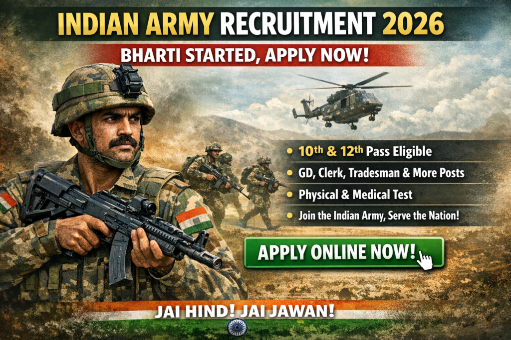 Indian Army Recruitment 2026 – Bharti Started, Apply Now